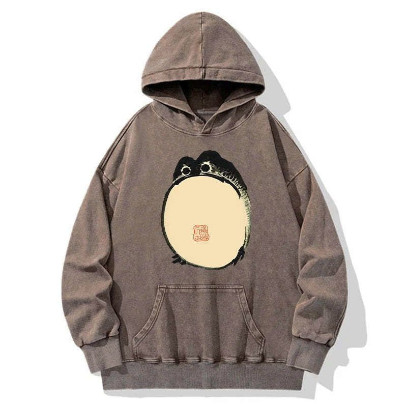 Kyoto-Lion Grumpy Frog Japanese Washed Hoodie