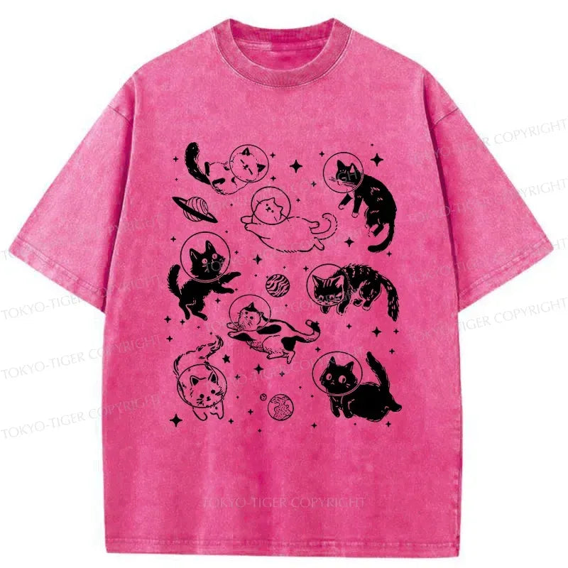 Japanese Space Cat Washed T-Shirt