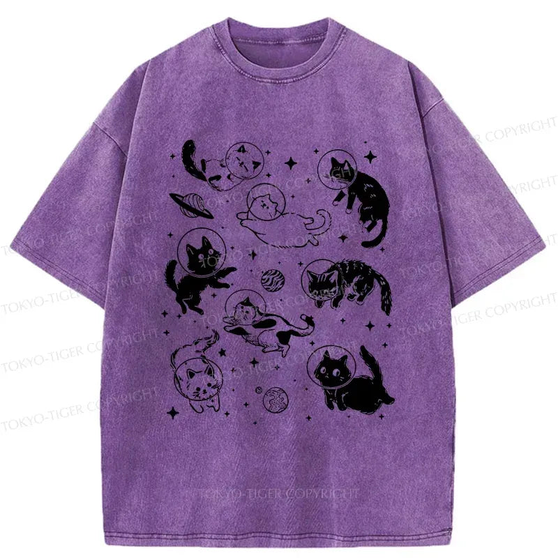 Japanese Space Cat Washed T-Shirt