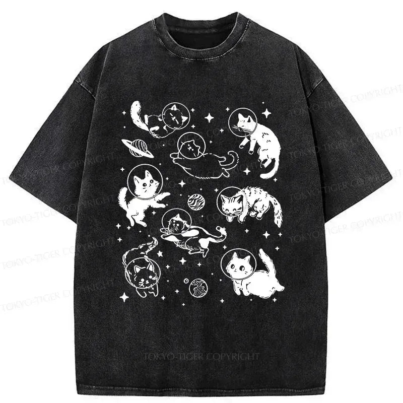 Japanese Space Cat Washed T-Shirt