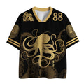Kyoto-Lion Octopus Japanese Gold Print Tattoo Mesh Jersey