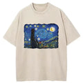 starry night cat tee with free shipping