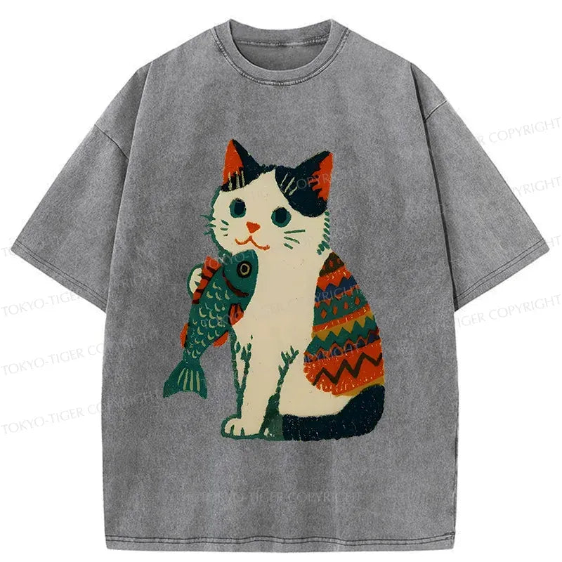Vintage Japanese Cat T-Shirt for Weekend