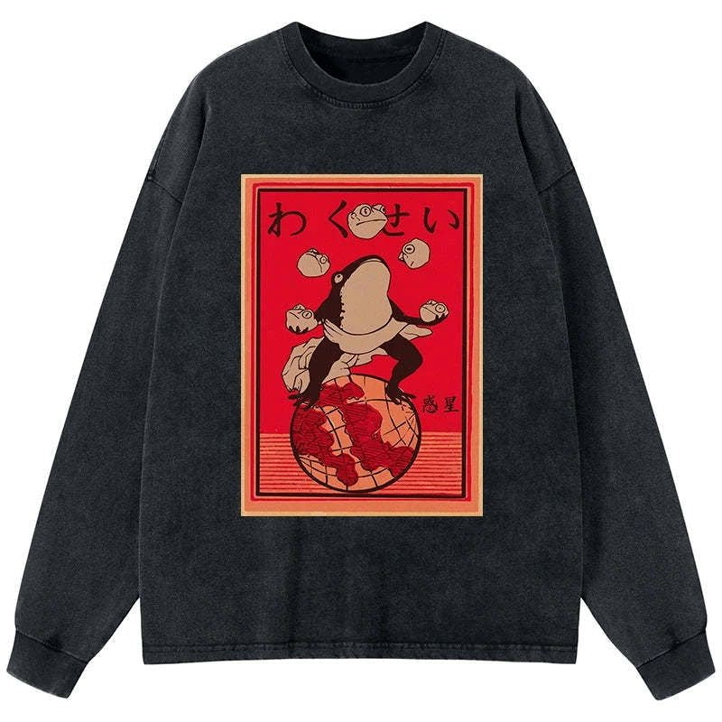 Funny Japanese frog long sleeve t-shirt