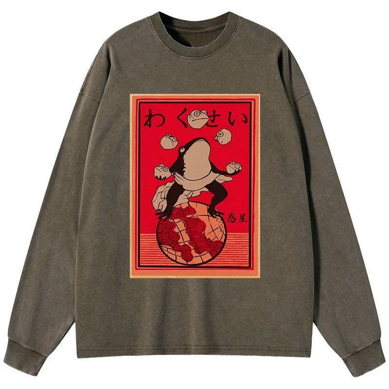 Funny Japanese frog long sleeve t-shirt