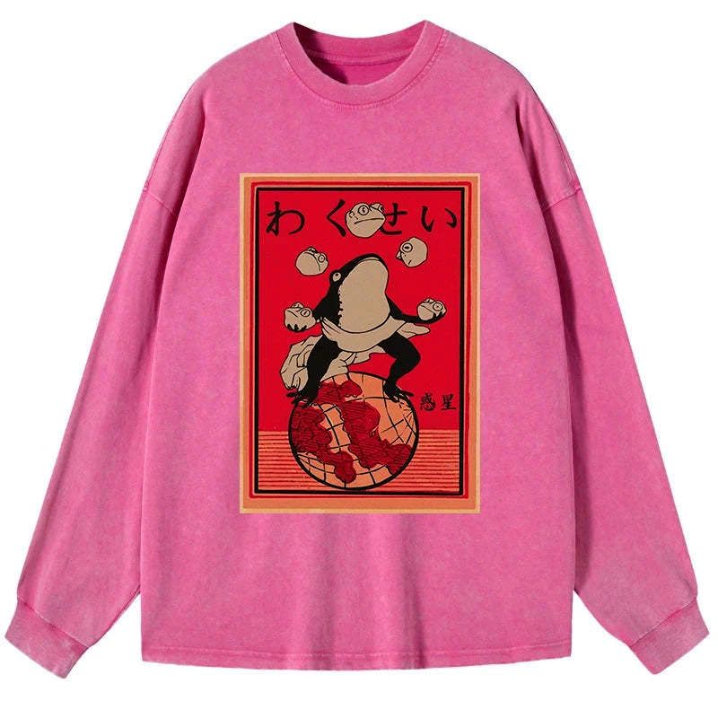 Washed Japanese streetwear tee for daily wear