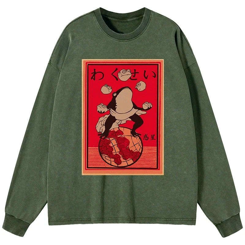 Funny Japanese frog long sleeve t-shirt