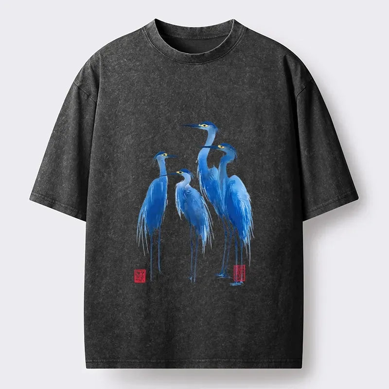 Vintage Blue Heron T-Shirt for Summer