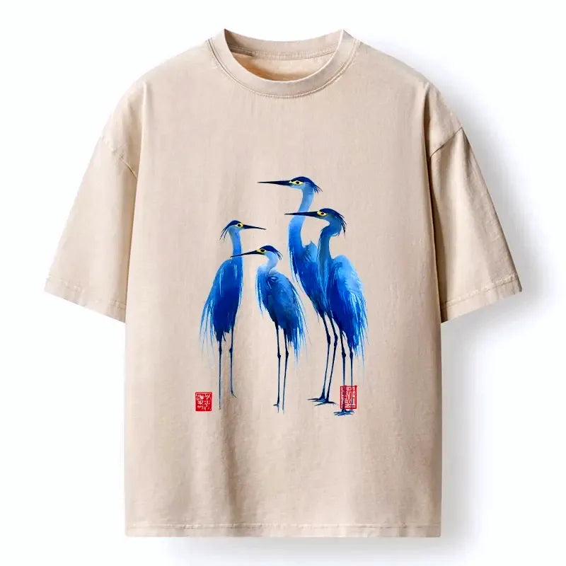 Vintage Blue Heron T-Shirt for Summer