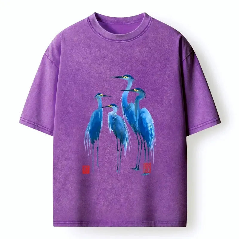 Vintage Blue Heron T-Shirt for Summer