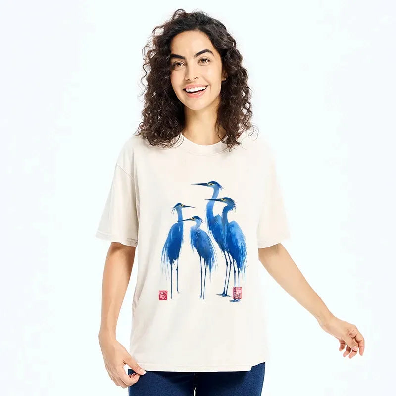 Vintage Blue Heron T-Shirt for Summer