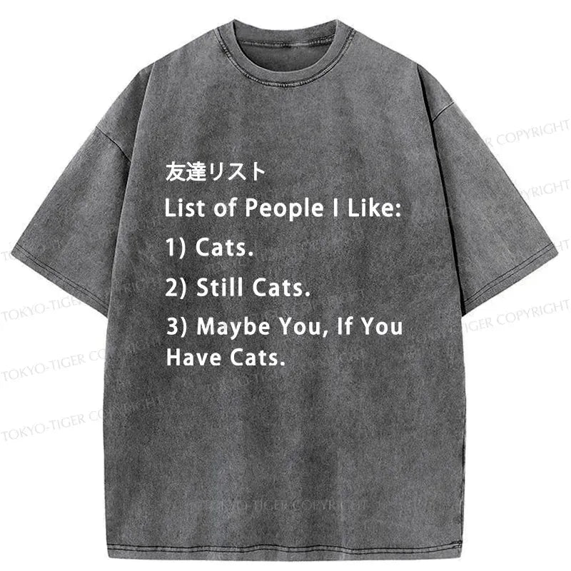 Kyoto-Lion Friends List Funny Washed T-Shirt