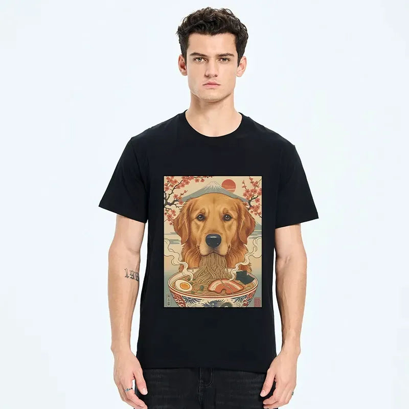 Japanese Dog Ramen Meme T-Shirt for Summer