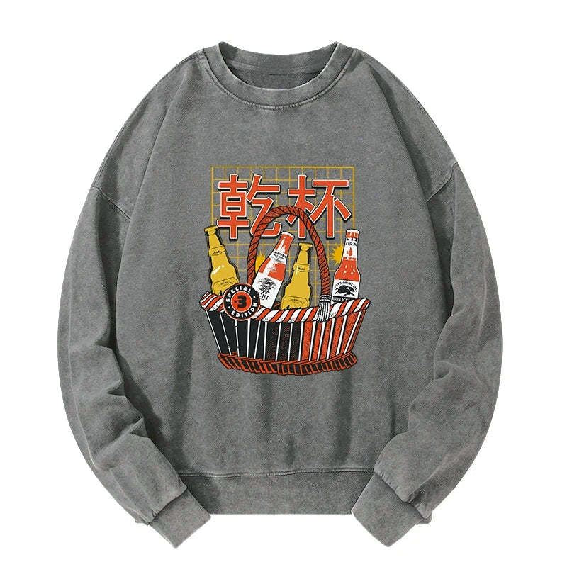 japanese vintage washed sweatshirt for streetwear