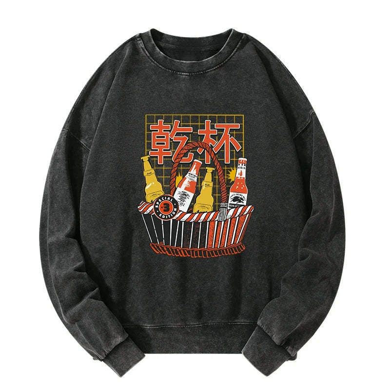 japanese vintage washed sweatshirt for streetwear