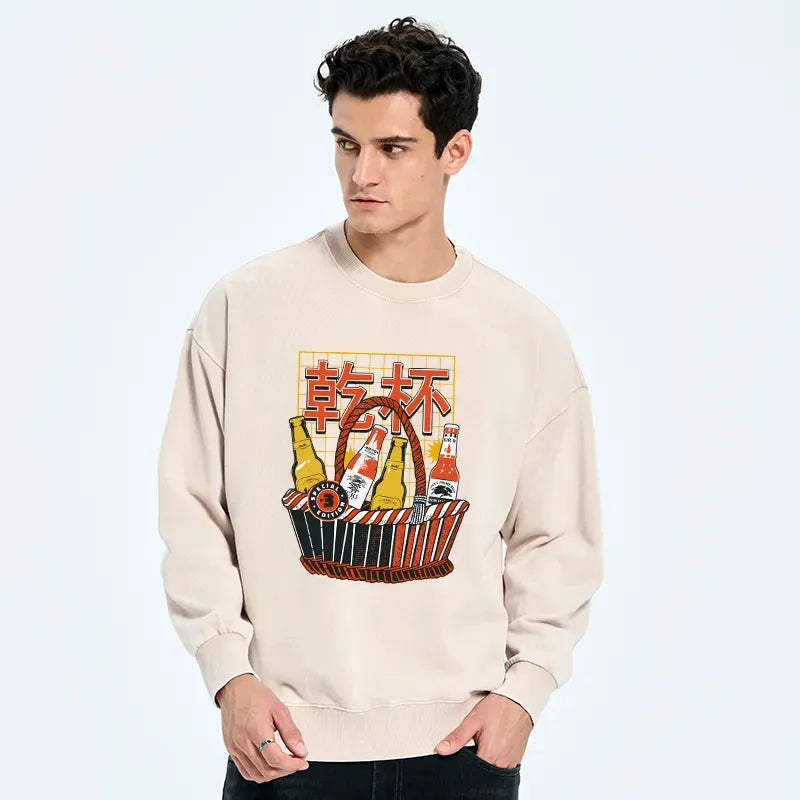 Kyoto-Lion Have A Beer Together Washed Sweatshirt