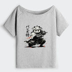 Kyoto-Lion Panda Samurai Warrior Off Shoulder T-Shirt