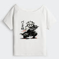 Kyoto-Lion Panda Samurai Warrior Off Shoulder T-Shirt