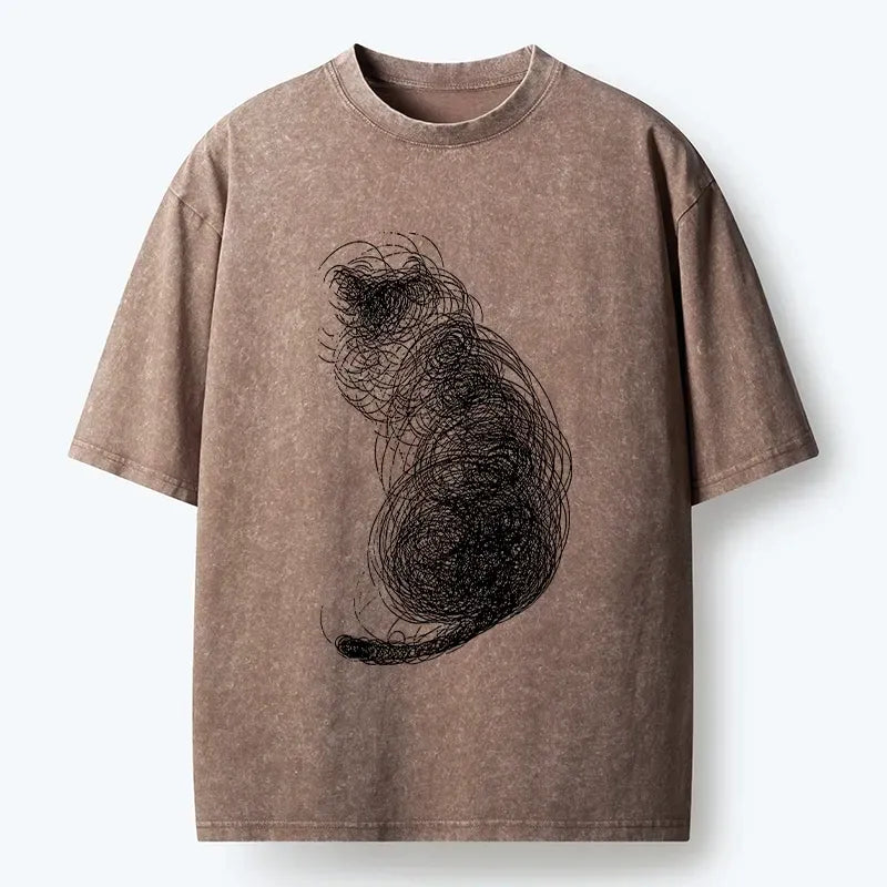 Japanese vintage cat art t-shirt