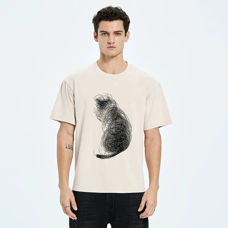Japanese vintage cat art t-shirt