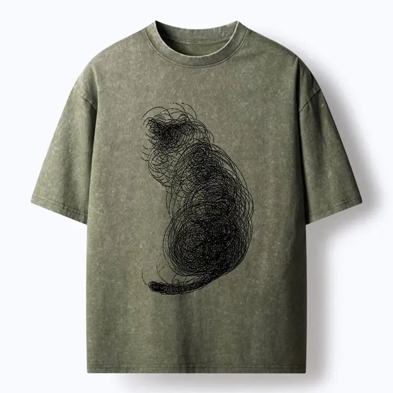 Japanese vintage cat art t-shirt