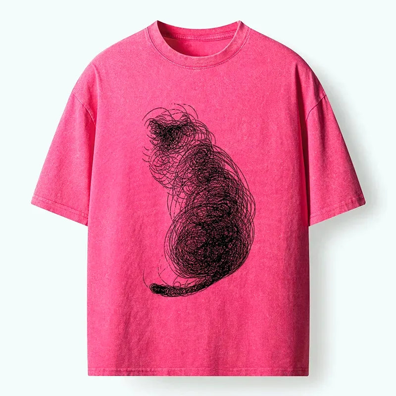 Japanese vintage cat art t-shirt