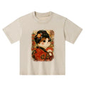 Kyoto-Lion Ukiyoe Japanese Cat Princess Kids Washed T-Shirt
