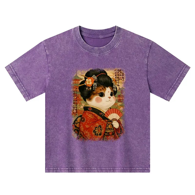 Vintage Ukiyoe Cat Kids Tee Gift Idea