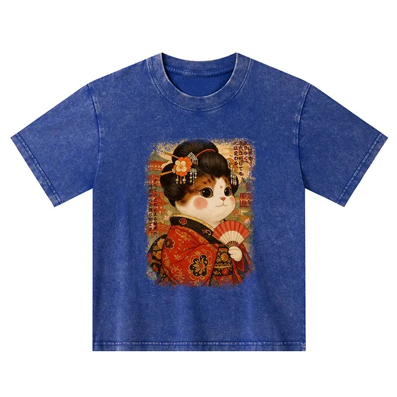 Vintage Ukiyoe Cat Kids Tee Gift Idea
