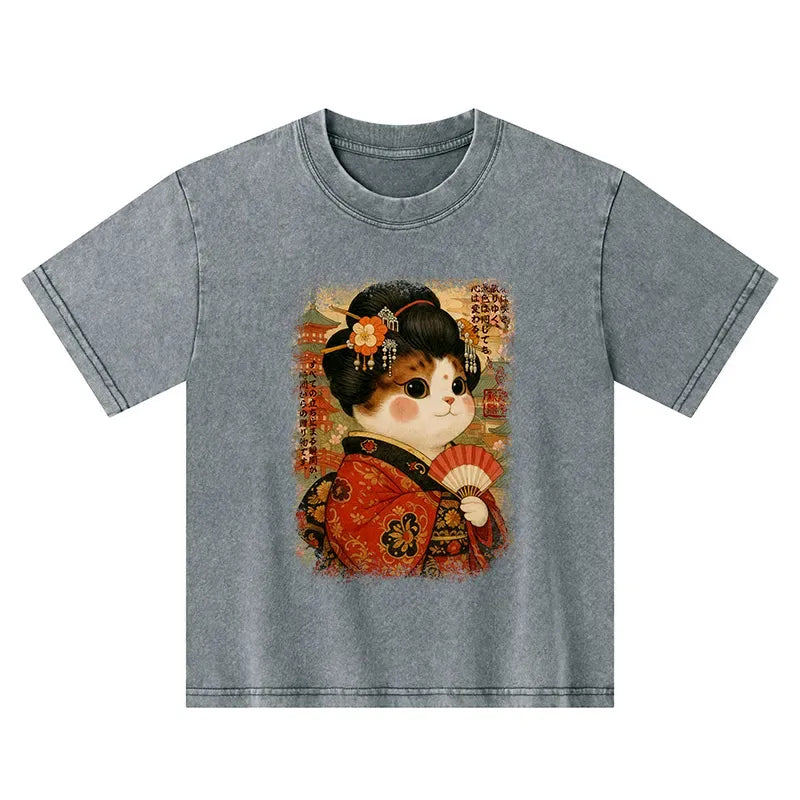 Vintage Ukiyoe Cat Kids Tee Gift Idea