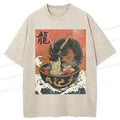 Washed Unisex T-Shirt with Dragon Art