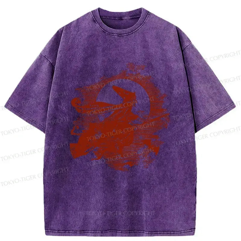 Kyoto-Lion Witch Woodcut Washed T-Shirt