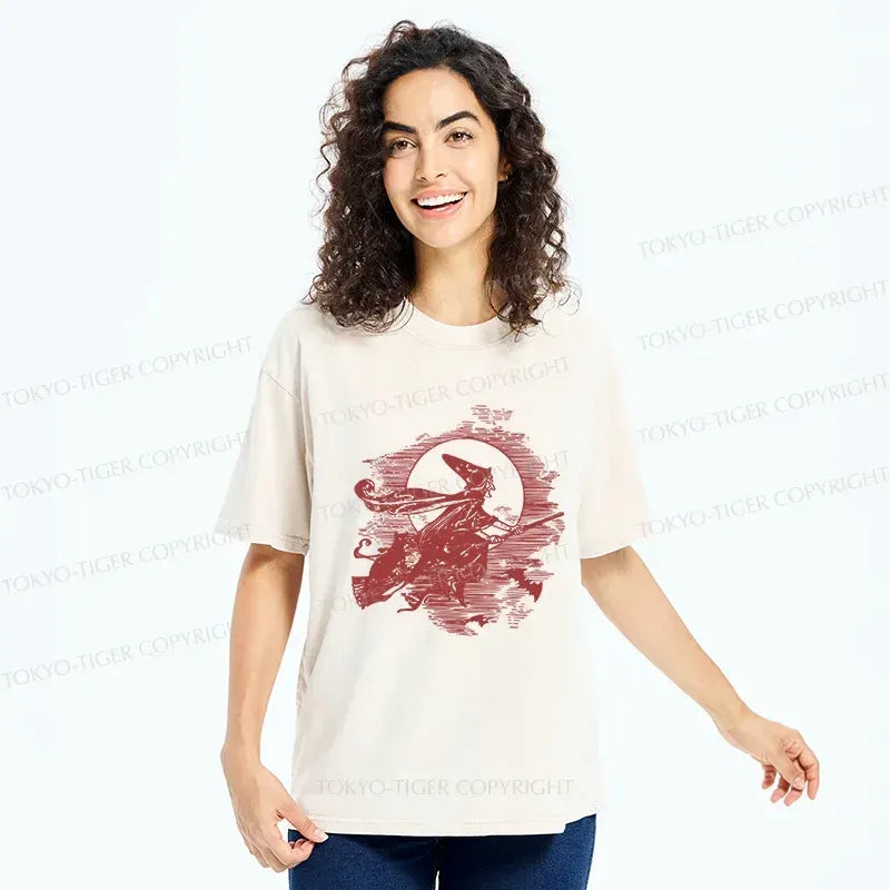Kyoto-Lion Witch Woodcut Washed T-Shirt