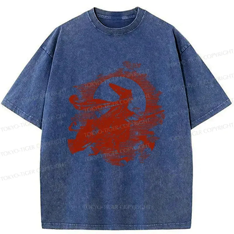 Kyoto-Lion Witch Woodcut Washed T-Shirt