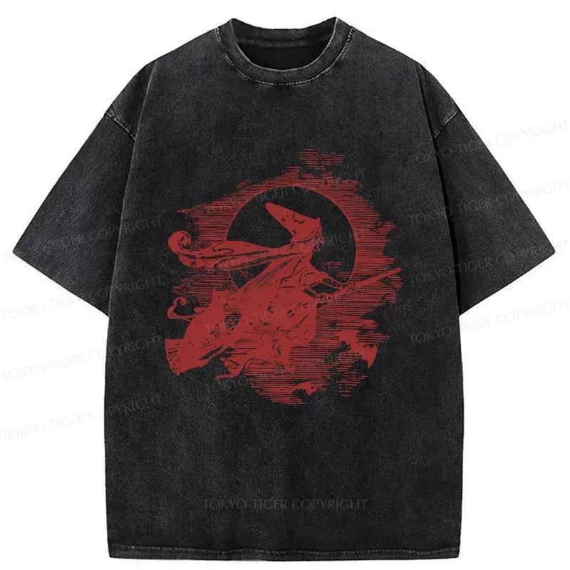 Kyoto-Lion Witch Woodcut Washed T-Shirt