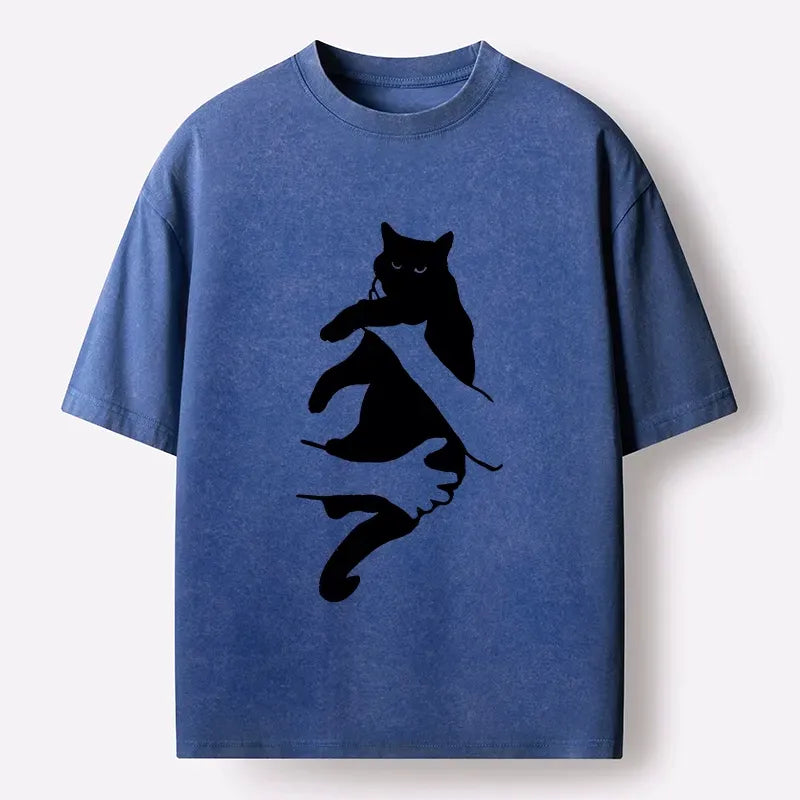 Meme Cat Silhouette T-Shirt for Streetwear