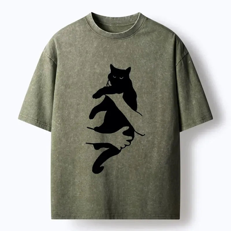 Meme Cat Silhouette T-Shirt for Streetwear