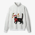 Black Cat Zip Up Sweatshirt Gift for Her