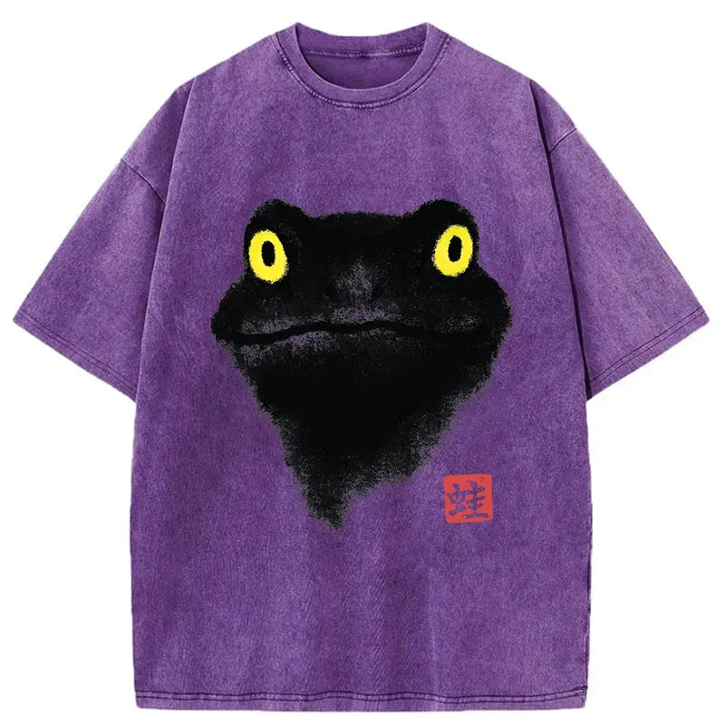 Kyoto-Lion Ink Painting Of A Frog Washed T-Shirt