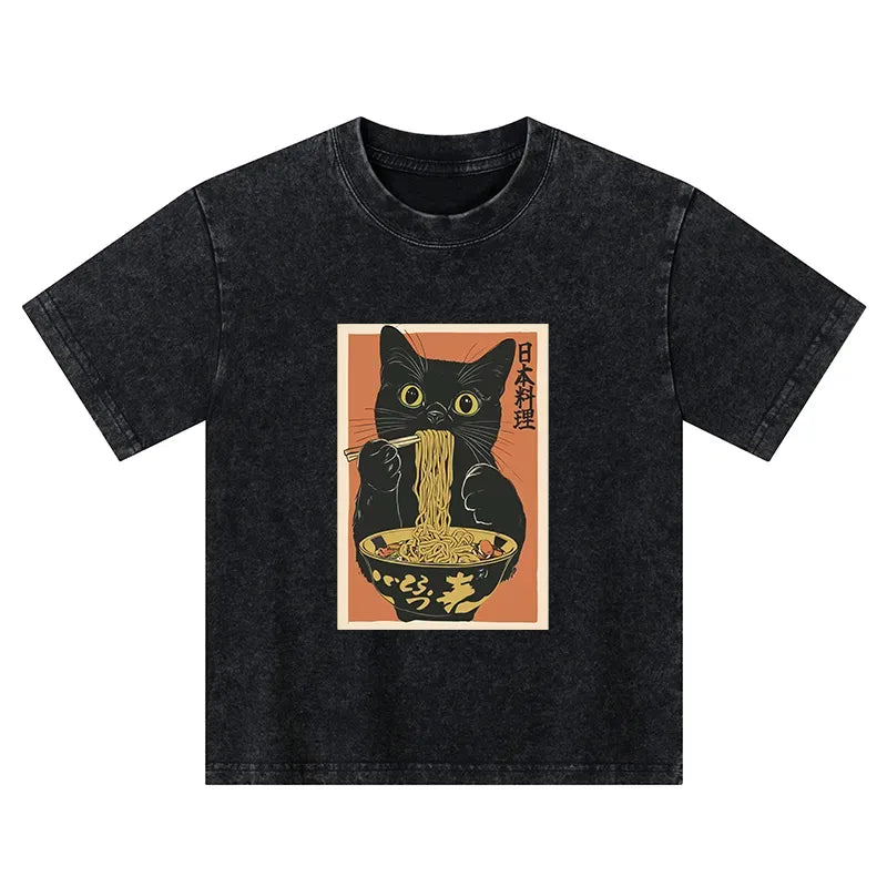 Cute Cat Ramen Shirt for Toddler Boys