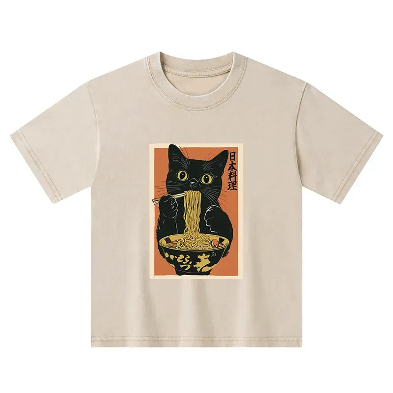 Cute Cat Ramen Shirt for Toddler Boys