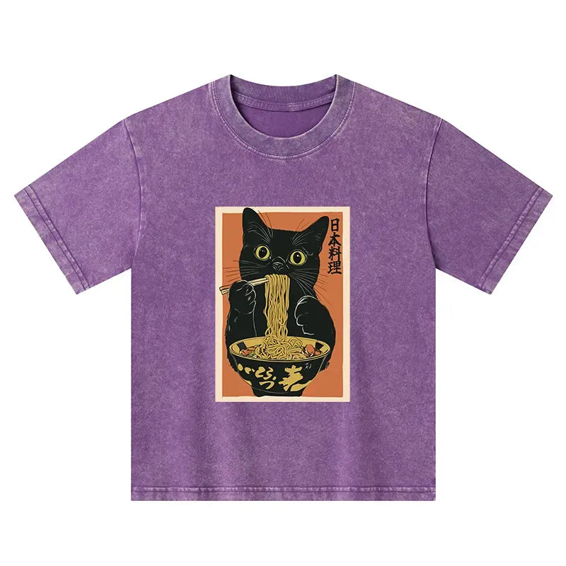 Cute Cat Ramen Shirt for Toddler Boys