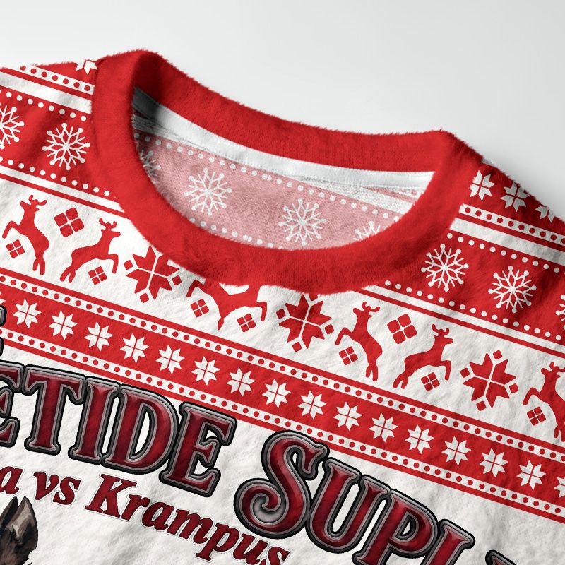 Kyoto-Lion Yuletide Suplex Fuzzy Christmas Ugly Sweatshirt