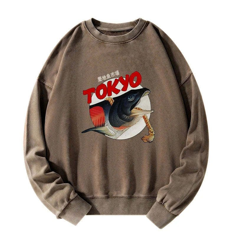Kyoto-Lion Vintage Japanese Tsukiji Fish Market Washed Sweatshirt