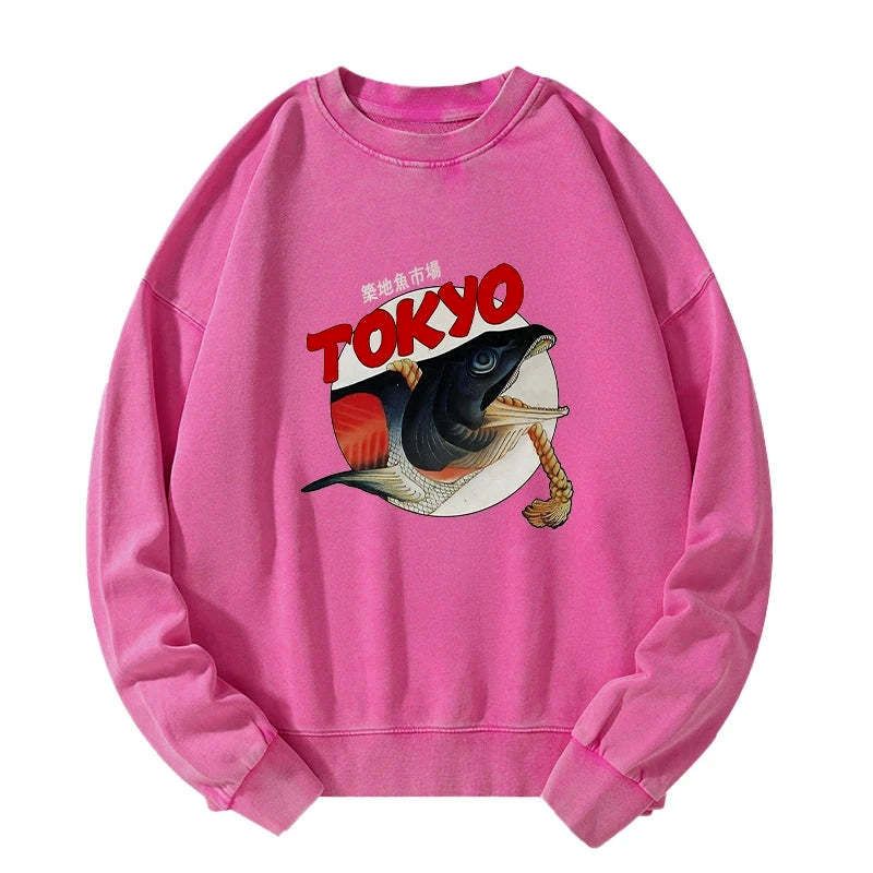 Kyoto-Lion Vintage Japanese Tsukiji Fish Market Washed Sweatshirt