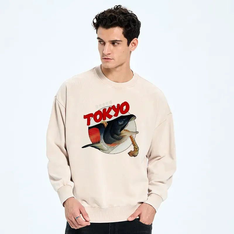Kyoto-Lion Vintage Japanese Tsukiji Fish Market Washed Sweatshirt