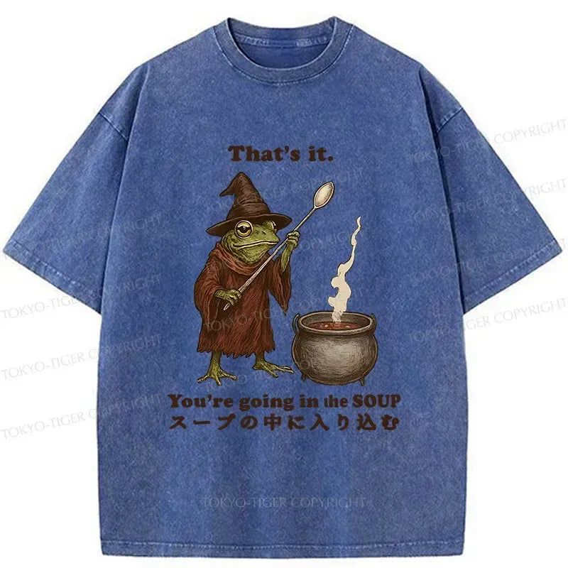 Kyoto-Lion Funny Frog Soup Washed T-Shirt