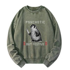 Kyoto-Lion Overstimulated but Festive Christmas Washed Sweatshirt