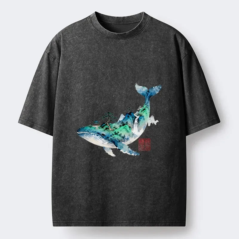 Japanese Whale Ink Painting T-Shirt