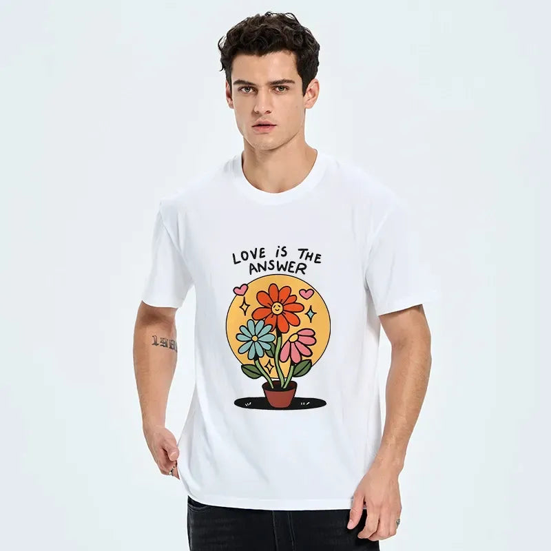Kyoto-Lion Happy Blooms Say Love Solves All Things Classic T-Shirt